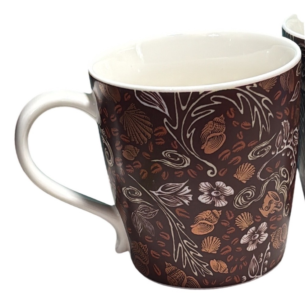 Starbucks Coffee Mugs 2 Brown 12oz 2009 Anniversary Blend Siren‎ Bone China - Picture 5 of 8